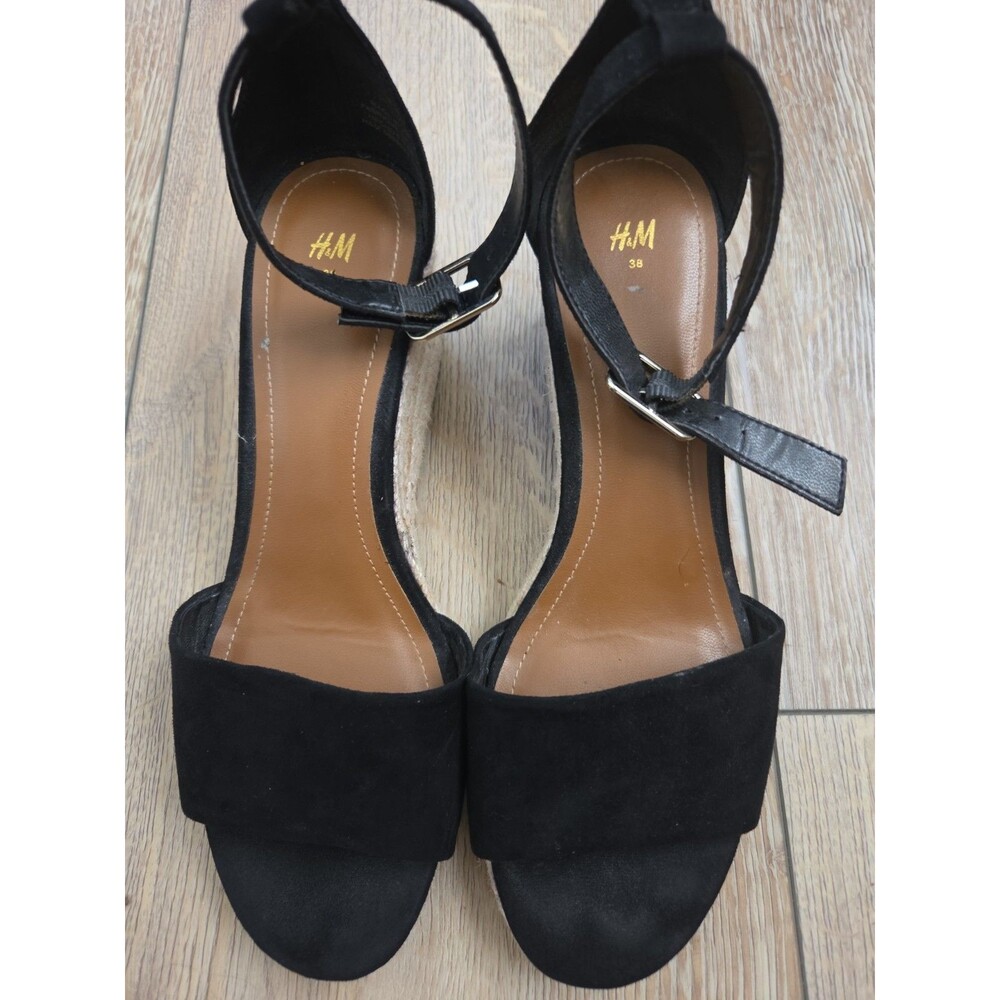 H&M Black Heels Wedges With Straps Women’s Size 7 - Black Heels With Tan Wedge